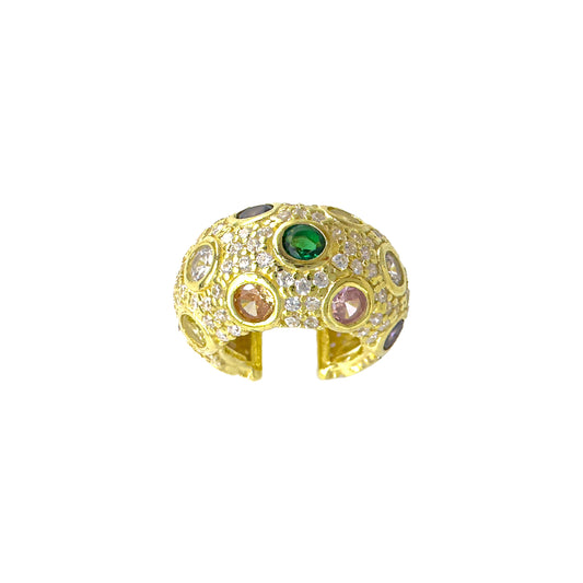 Jess Renkli Taşlı Bombeli Cuff